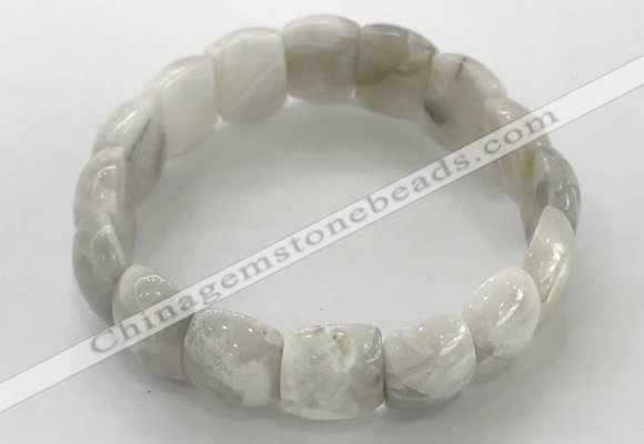 CGB3227 7.5 inches 12*20mm oval grey agate gemstone bracelets