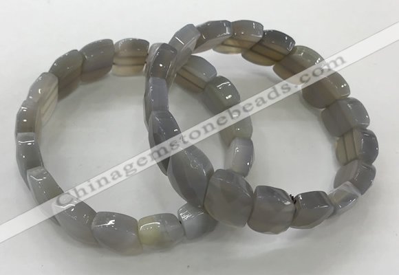 CGB3267 7.5 inches 10*15mm faceted marquise grey agate bracelets