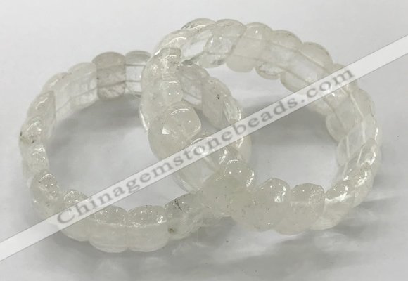 CGB3290 7.5 inches 10*20mm faceted oval white crystal bracelets