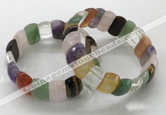 CGB3295 7.5 inches 10*20mm faceted oval mixed gemstone bracelets