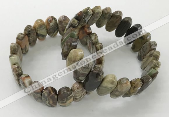 CGB3316 7.5 inches 10*20mm faceted oval rainforest agate bracelets