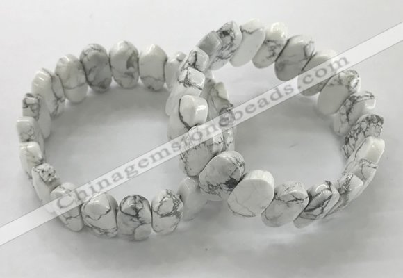 CGB3325 7.5 inches 10*20mm faceted oval white howlite bracelets