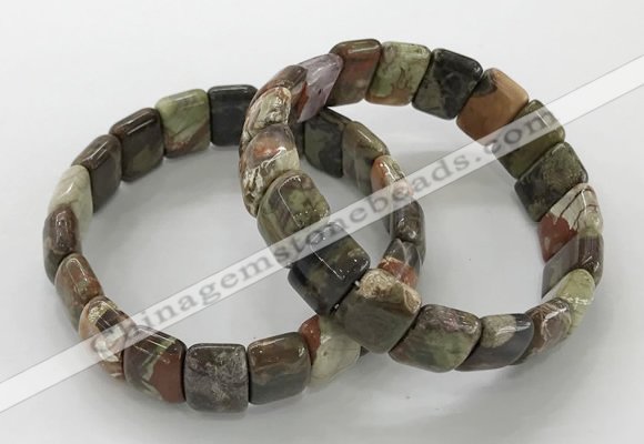 CGB3334 7.5 inches 10*15mm rectangle rainforest agate bracelets