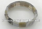 CGB3426 7.5 inches 12*15mm faceted rectangle agate bracelets