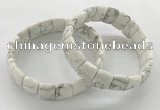 CGB3428 7.5 inches 12*15mm faceted rectangle white howlite bracelets