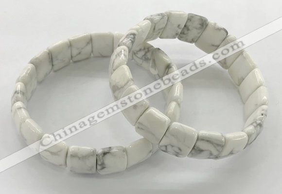 CGB3428 7.5 inches 12*15mm faceted rectangle white howlite bracelets