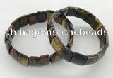 CGB3434 7.5 inches 12*15mm faceted rectangle mixed tiger eye bracelets