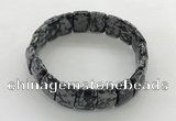 CGB3437 7.5 inches 12*15mm faceted rectangle snowflake obsidian bracelets