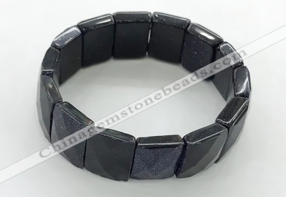 CGB3481 7.5 inches 15*20mm faceted rectangle blue goldstone bracelets