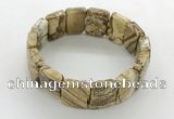 CGB3482 7.5 inches 15*20mm faceted rectangle picture jasper bracelets