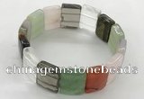 CGB3483 7.5 inches 15*20mm faceted rectangle mixed gemstone bracelets