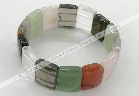 CGB3483 7.5 inches 15*20mm faceted rectangle mixed gemstone bracelets