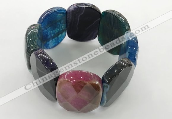 CGB3523 7.5 inches 28*40mm faceted oval agate bracelets