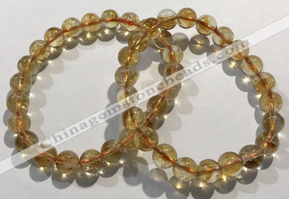 CGB4023 7.5 inches 8mm round citrine beaded bracelets wholesale