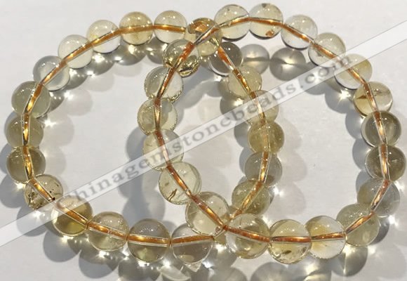 CGB4030 7.5 inches 9mm round citrine beaded bracelets wholesale