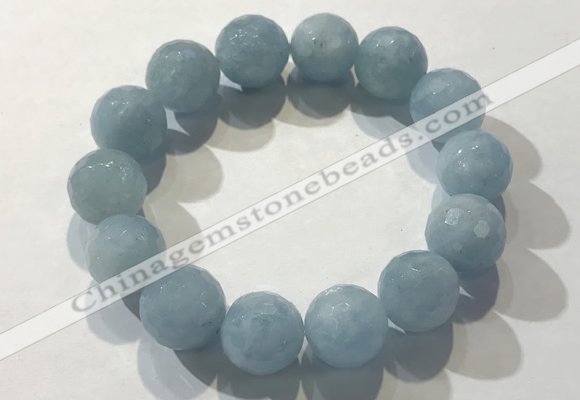 CGB4039 7.5 inches 13mm faceted round aquamarine beaded bracelets