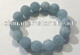 CGB4040 7.5 inches 14mm faceted round aquamarine beaded bracelets