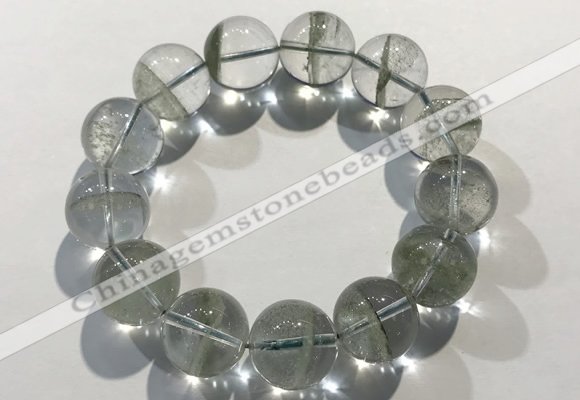CGB4049 7.5 inches 17mm round green phantom quartz beaded bracelets