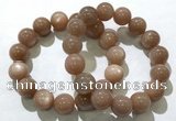 CGB4063 7.5 inches 14mm round sunstone beaded bracelets