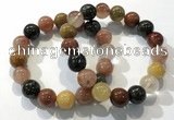 CGB4074 7.5 inches 13mm round mixed rutilated quartz beaded bracelets