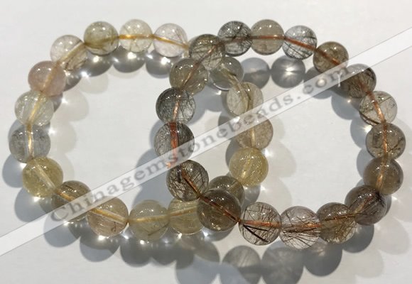 CGB4080 7.5 inches 11mm round golden rutilated quartz beaded bracelets