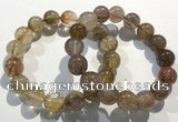 CGB4082 7.5 inches 13mm round golden rutilated quartz beaded bracelets