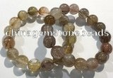 CGB4083 7.5 inches 14mm round golden rutilated quartz beaded bracelets