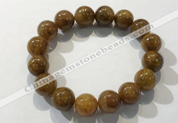 CGB4087 7.5 inches 14mm round golden rutilated quartz beaded bracelets