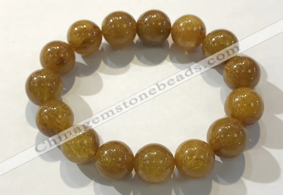 CGB4088 7.5 inches 15mm round golden rutilated quartz beaded bracelets