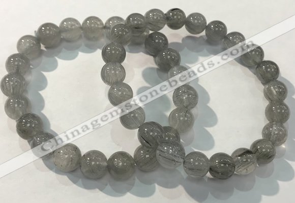 CGB4103 7.5 inches 9mm round rutilated quartz beaded bracelets