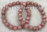 CGB4124 7.5 inches 9.5mm - 10mm round rhodochrosite beaded bracelets