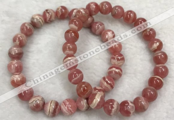 CGB4129 7.5 inches 8.5mm - 9mm round rhodochrosite beaded bracelets