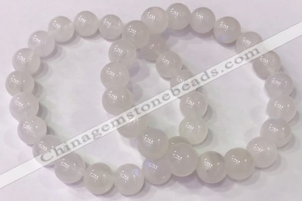 CGB4502 7.5 inches 10mm - 11mm round white moonstone beaded bracelets