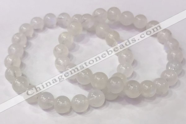 CGB4506 7.5 inches 9mm round white moonstone beaded bracelets