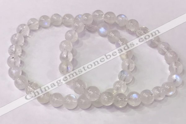 CGB4509 7.5 inches 7mm round white moonstone beaded bracelets