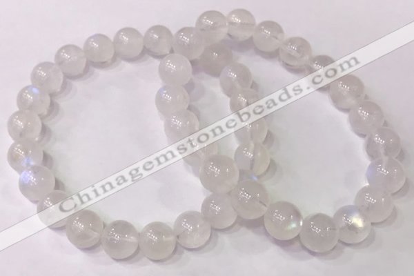 CGB4510 7.5 inches 8mm - 9mm round white moonstone beaded bracelets