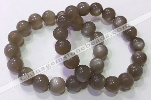 CGB4526 7.5 inches 12mm round grey moonstone beaded bracelets