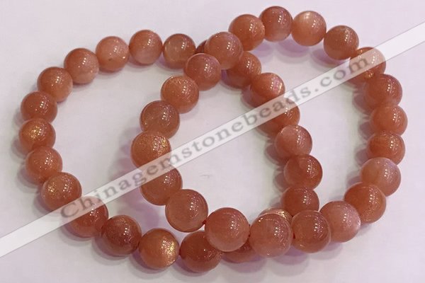 CGB4539 7.5 inches 9mm round golden sunstone beaded bracelets