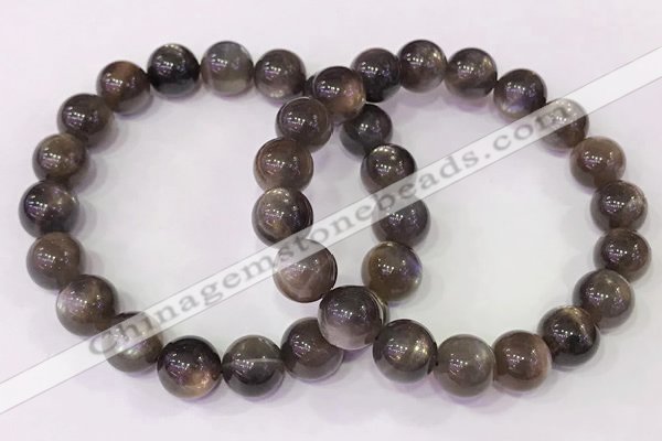 CGB4554 7.5 inches 11mm - 12mm round black sunstone beaded bracelets