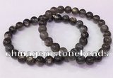 CGB4556 7.5 inches 7mm - 8mm round black sunstone beaded bracelets