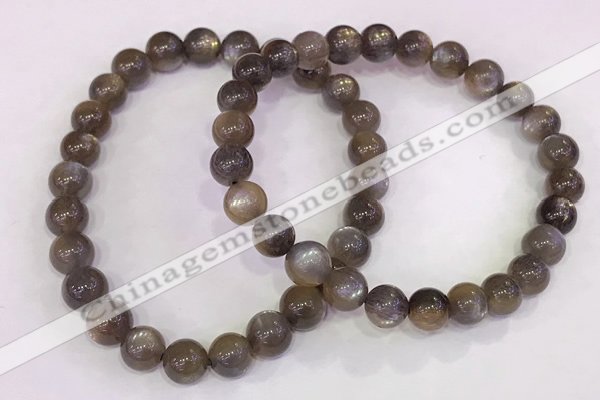 CGB4569 7.5 inches 7mm round black sunstone beaded bracelets