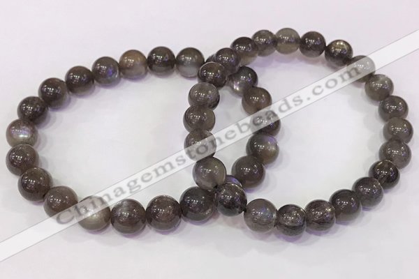 CGB4573 7.5 inches 8mm - 9mm round black sunstone beaded bracelets