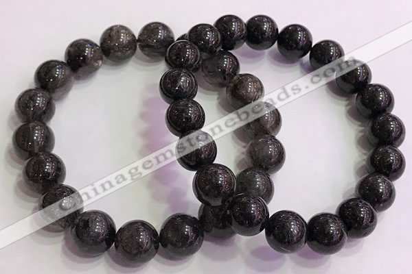 CGB4578 7.5 inches 12mm round black sunstone beaded bracelets