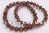 CGB4625 7mm - 8mm round red rutilated quartz beaded bracelets