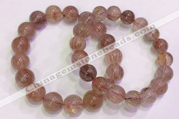 CGB4631 11mm - 12mm round red rutilated quartz beaded bracelets