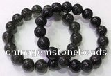 CGB4654 12mm round black rutilated quartz beaded bracelets