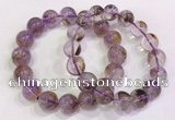 CGB4669 12mm - 13mm round purple phantom quartz beaded bracelets