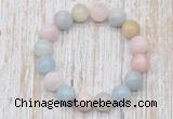 CGB5314 10mm, 12mm round morganite beads stretchy bracelets