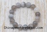 CGB5332 10mm, 12mm round grey banded agate beads stretchy bracelets