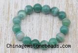 CGB5338 10mm, 12mm round green banded agate beads stretchy bracelets
